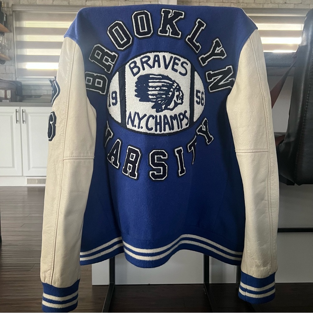 True Religion Blue and White Varsity Brooklyn Jacket - Picture 5 of 7